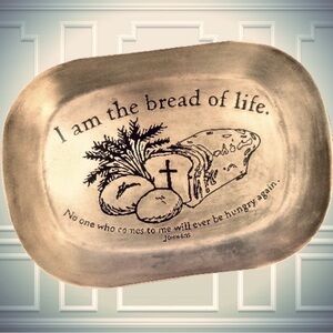 Pewter Tray with Bread of Life Design